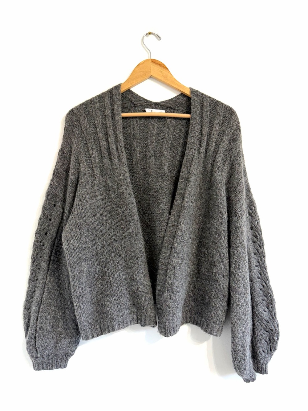 Velvet by Graham & Spencer Cozy Open-Front Gray Knit Cardigan Sweater Alpaca